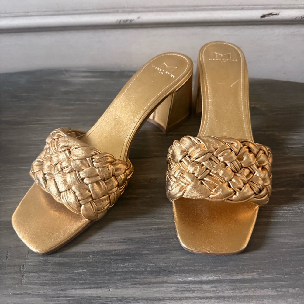 Marc Fisher Gold Woven Heels